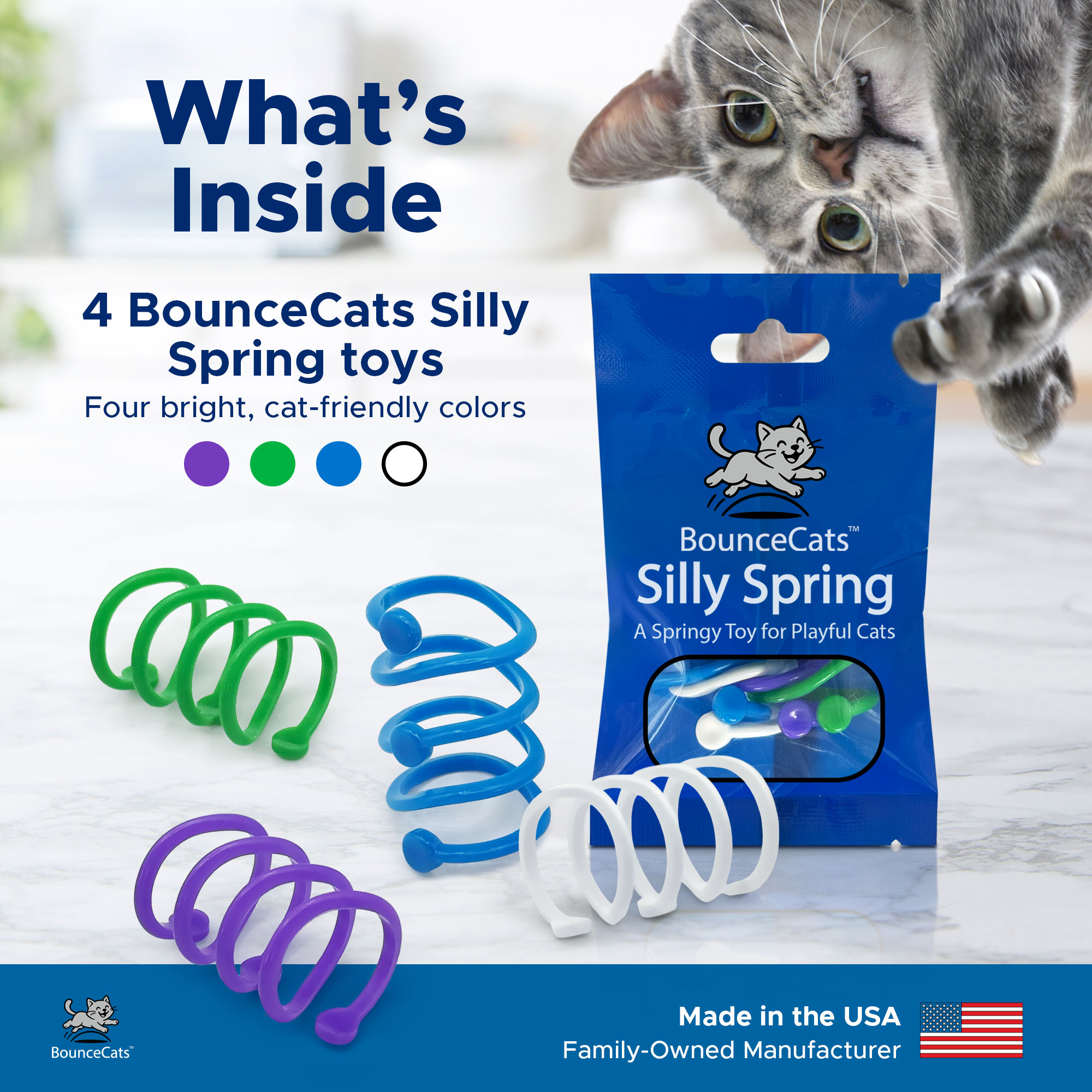 BounceCats Silly Spring 4-pack contents